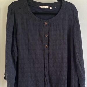 Soft Surroundings Black linen/cotton Dress Pockets lined long Sleeve 1X